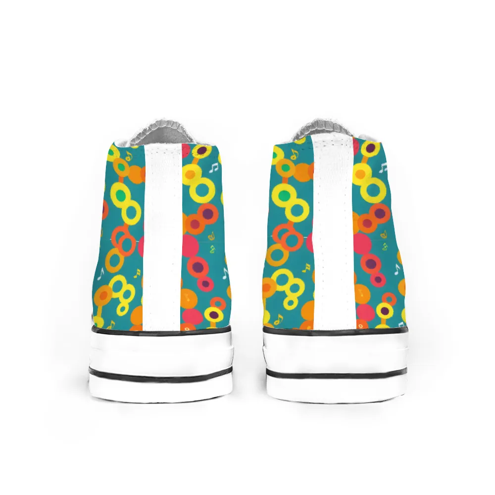 Musical Pattern Collection - Classic Unisex High Top Canvas Sneakers