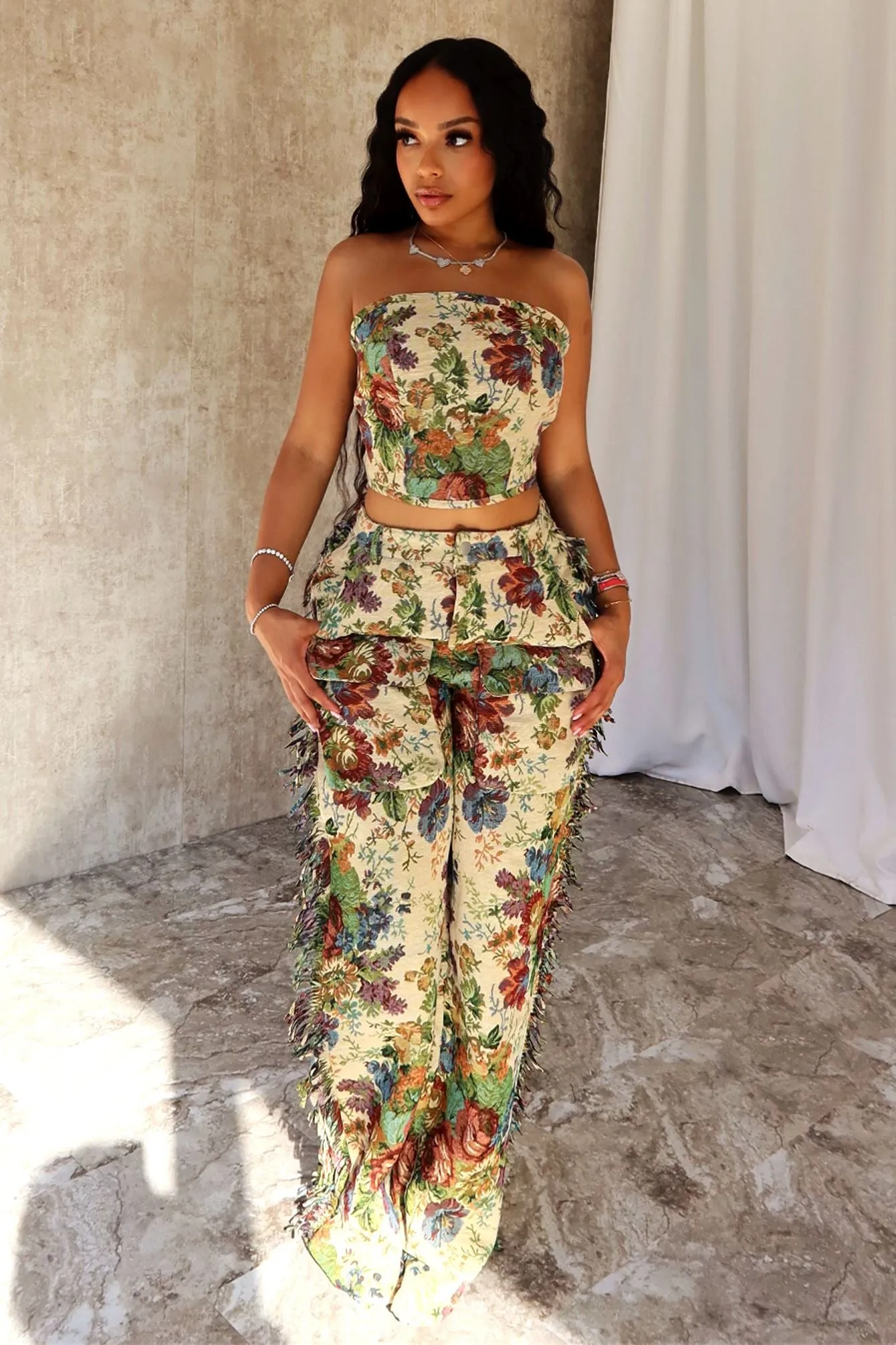 Nedra Motifs Floral Print Pants