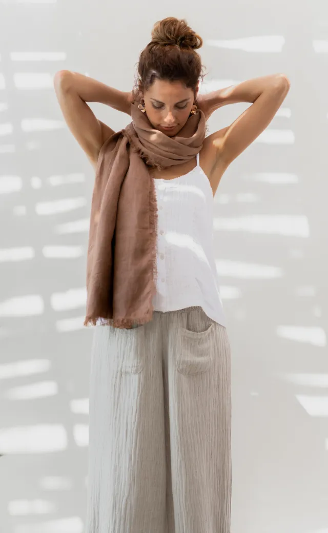 Omari Linen Scarf Desert Sand