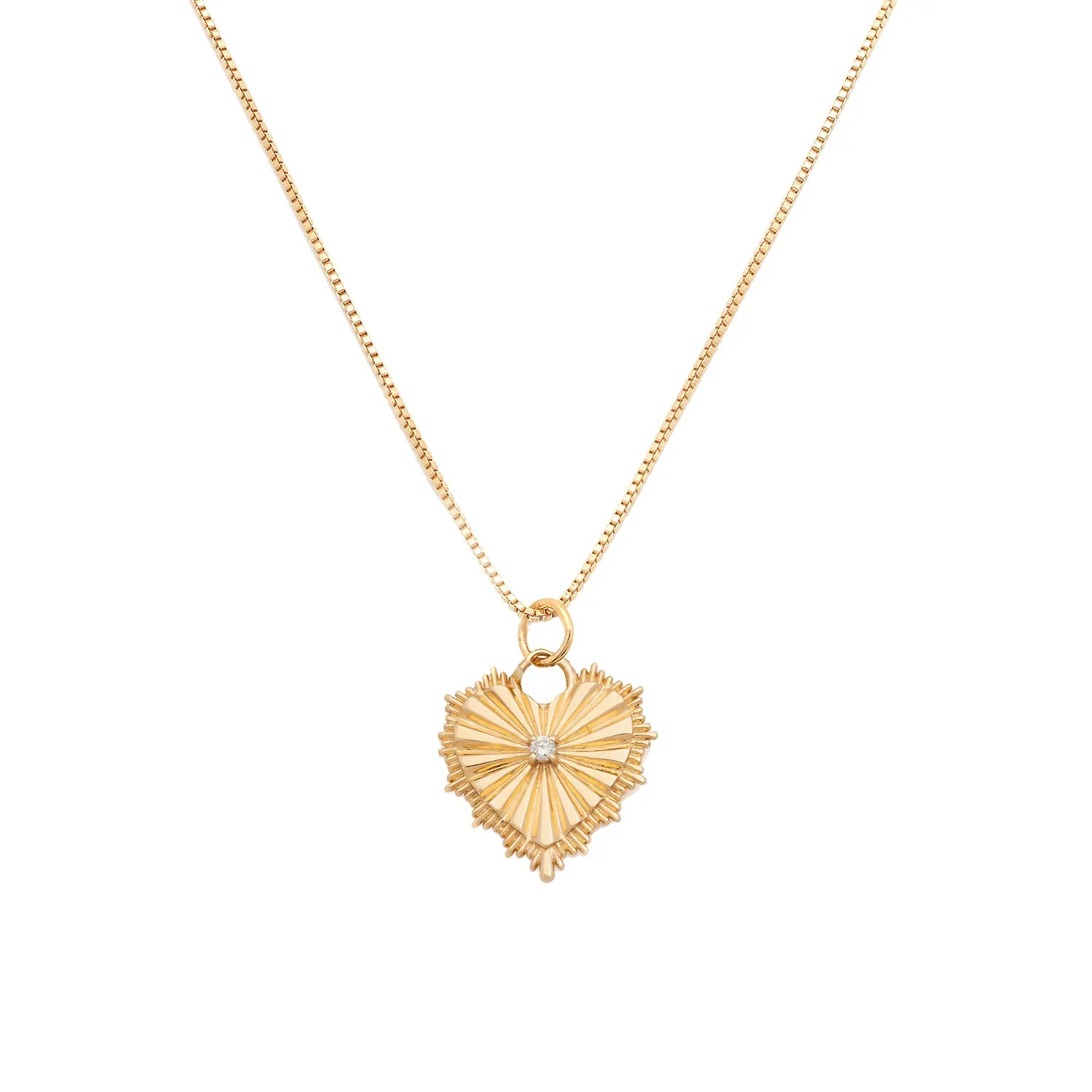 Radiating Heart Necklace | Gold & CZ