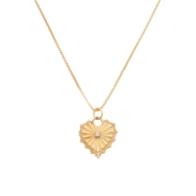 Radiating Heart Necklace | Gold & CZ