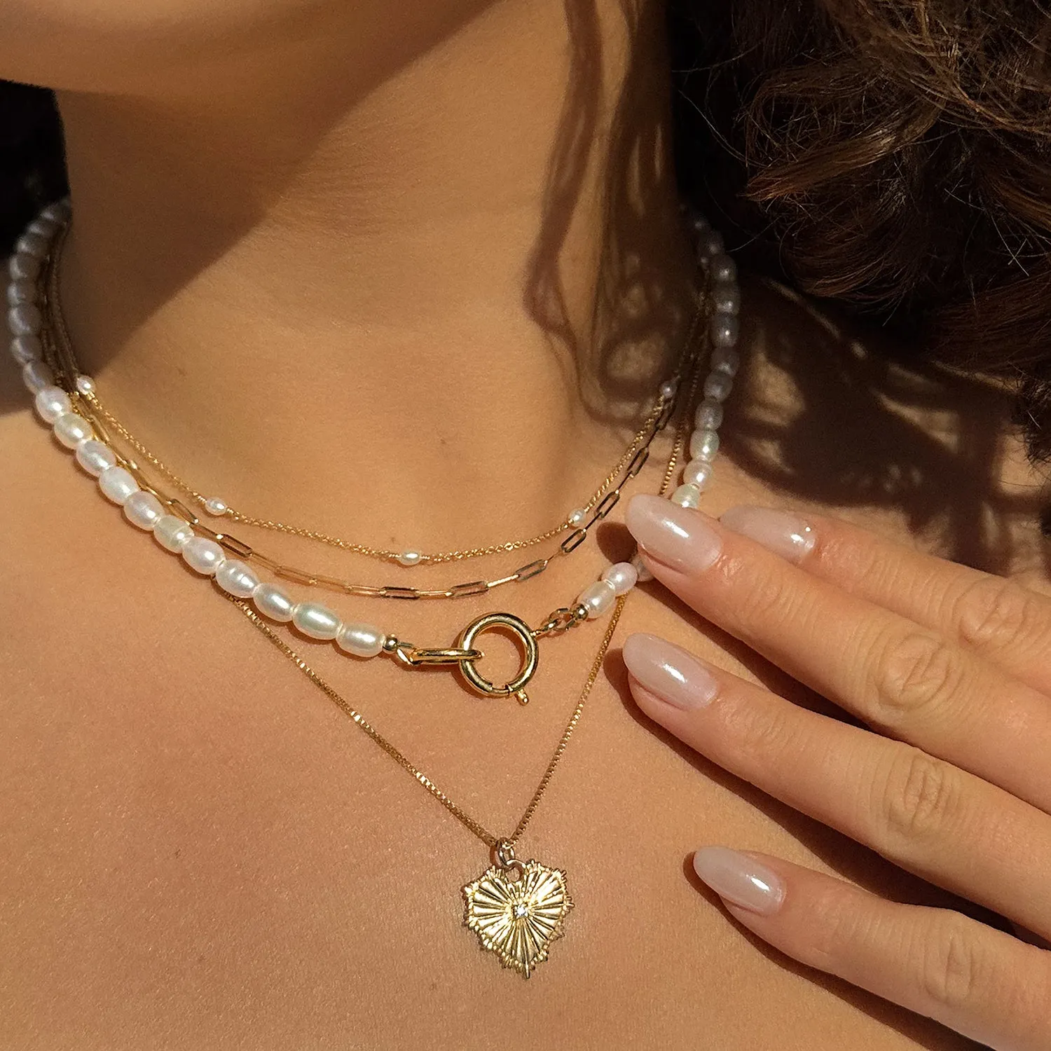 Radiating Heart Necklace | Gold & CZ