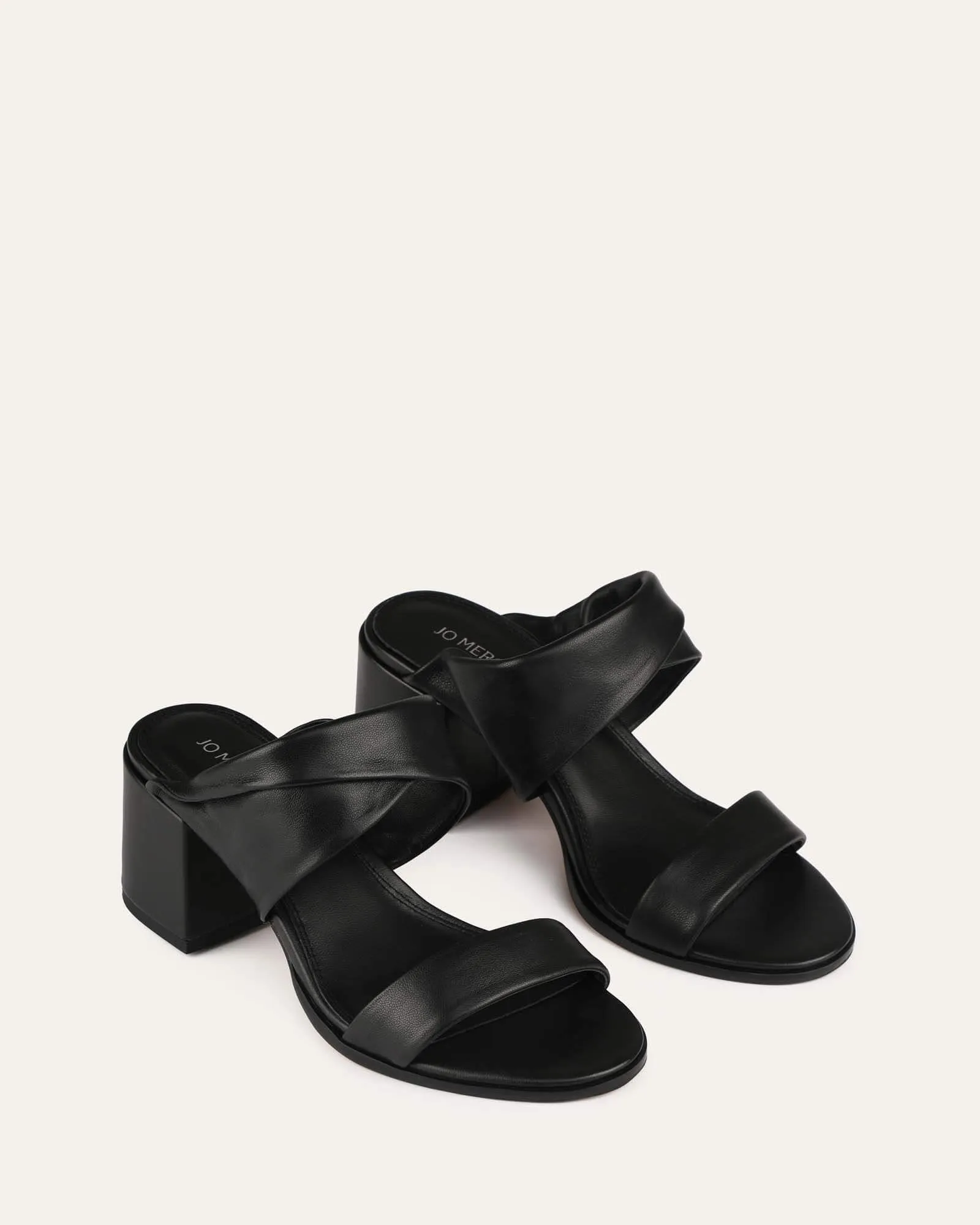 RANI MID HEEL SANDALS BLACK LEATHER