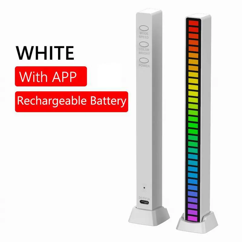 Rechargeable 32 Bit Music Rhythm Level Sound App Control Pickup Light RGB Colourful LED Voice Activated