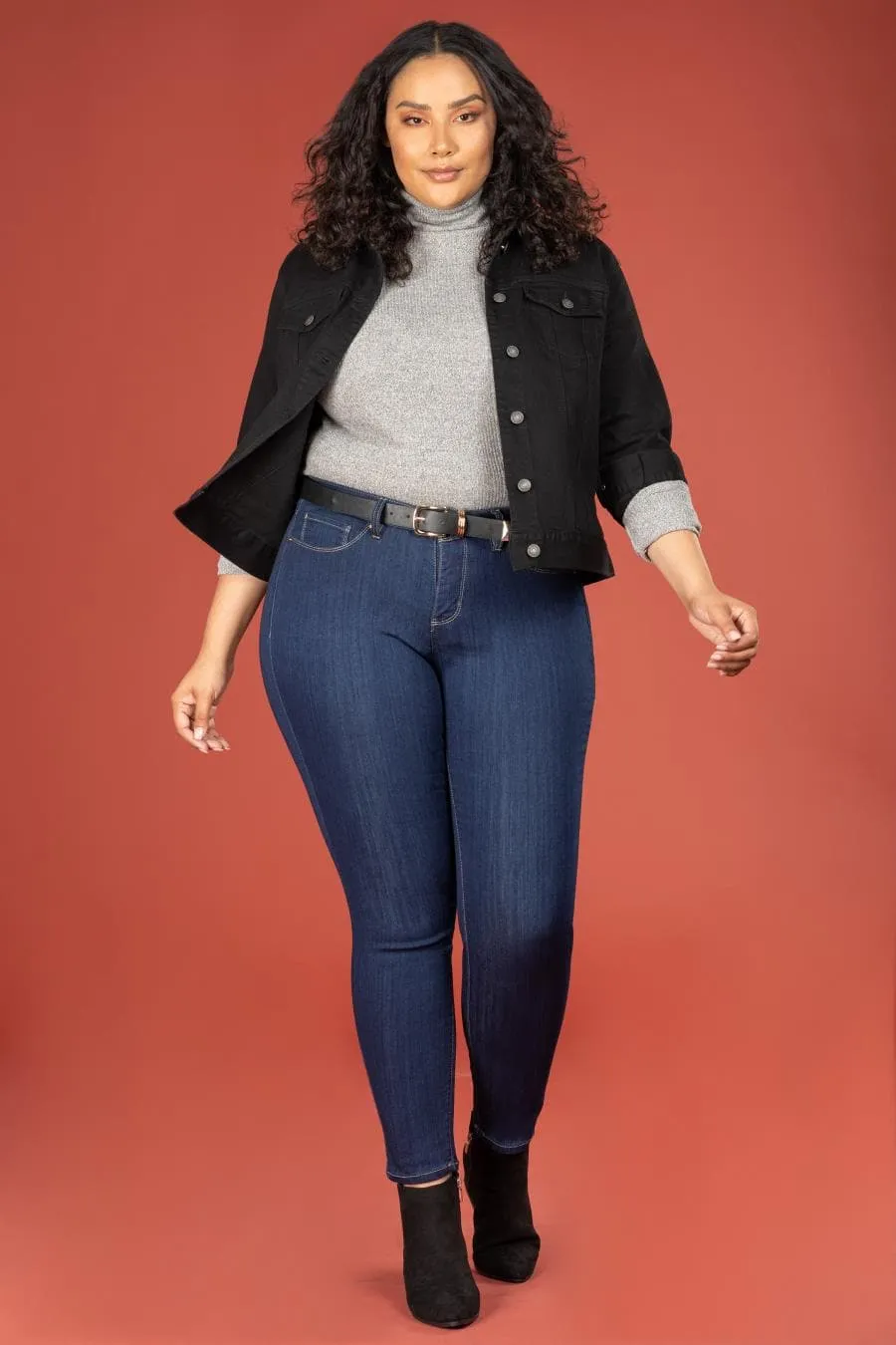 Women's Plus Size Cropped Denim Jacket